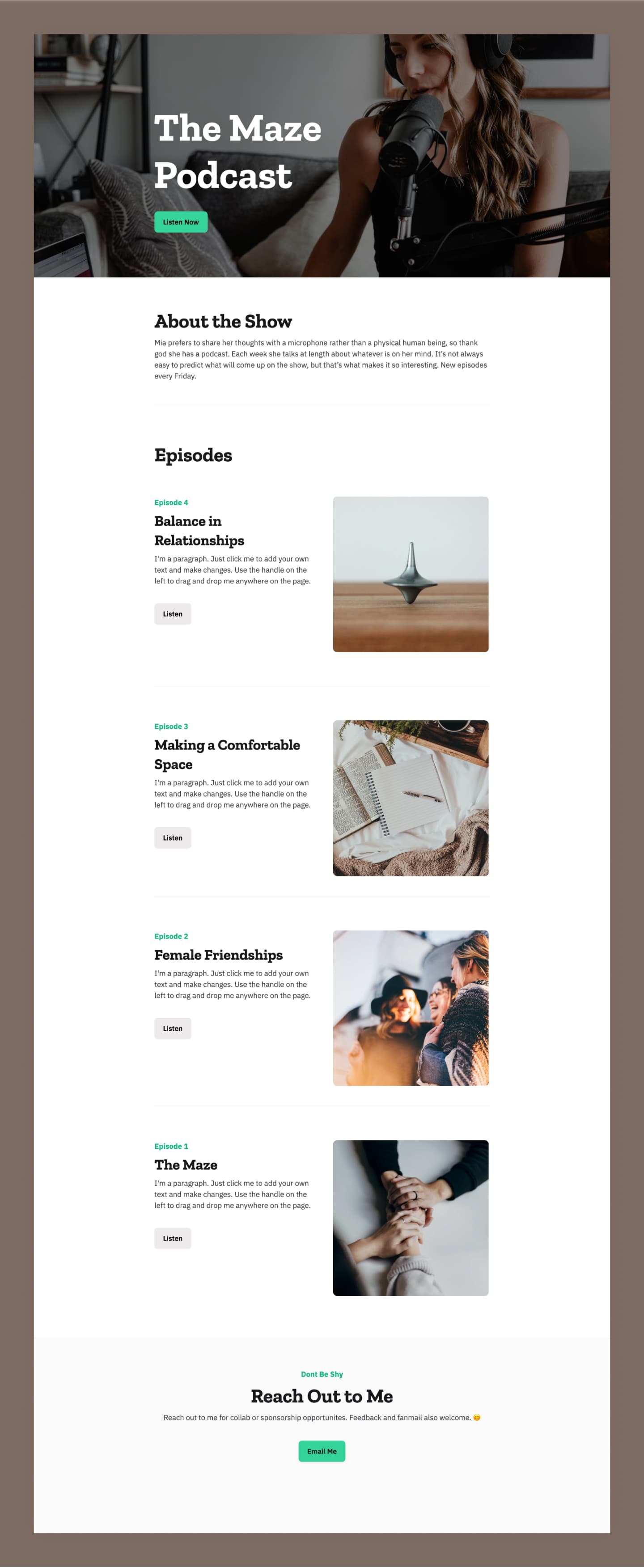 Free Podcast Website Template Popsy